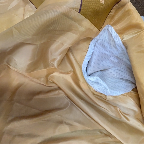 Vintage Wool Golden Mustard Blazer Silk Pocket Square By Rod Lavi. 70s 48L - Picture 10 of 13